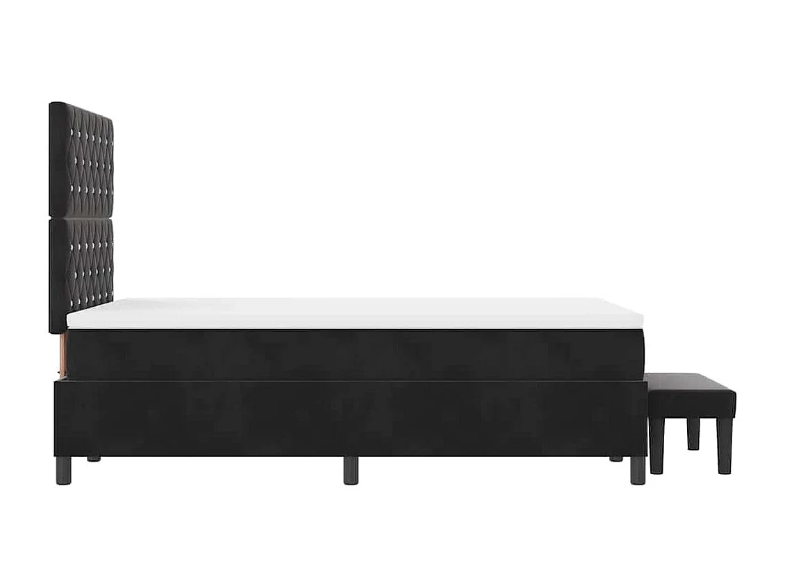 Cama tipo Box Spring con colchón Negro 120 x 200 cm Terciopelo