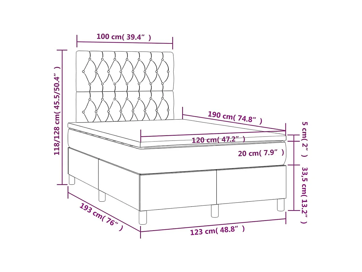 Sommier à lattes de lit avec matelas vert foncé 120x190 cm