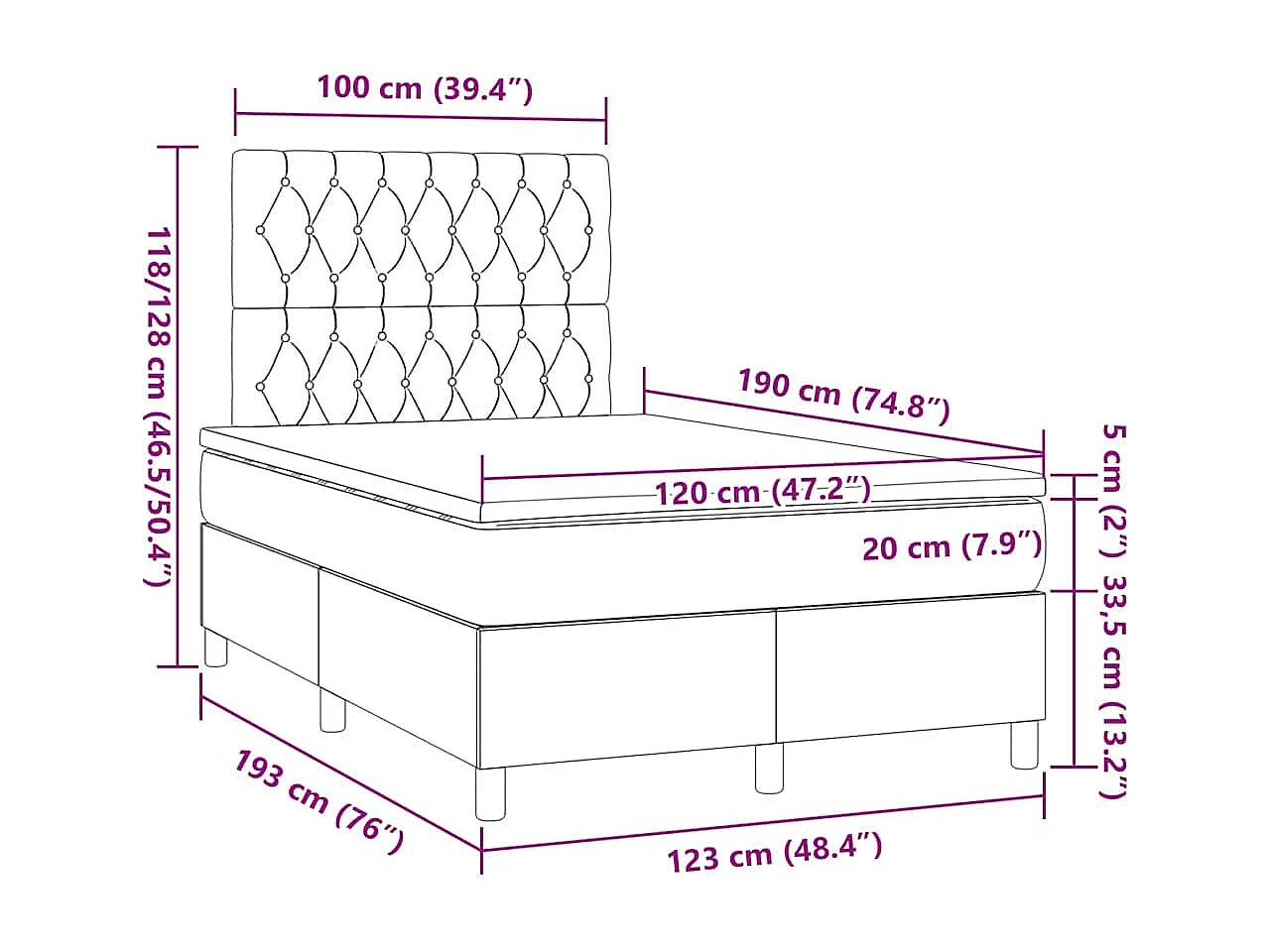 Boxspringbett mit Matratze Dunkelgrün 120x190 cm Samt