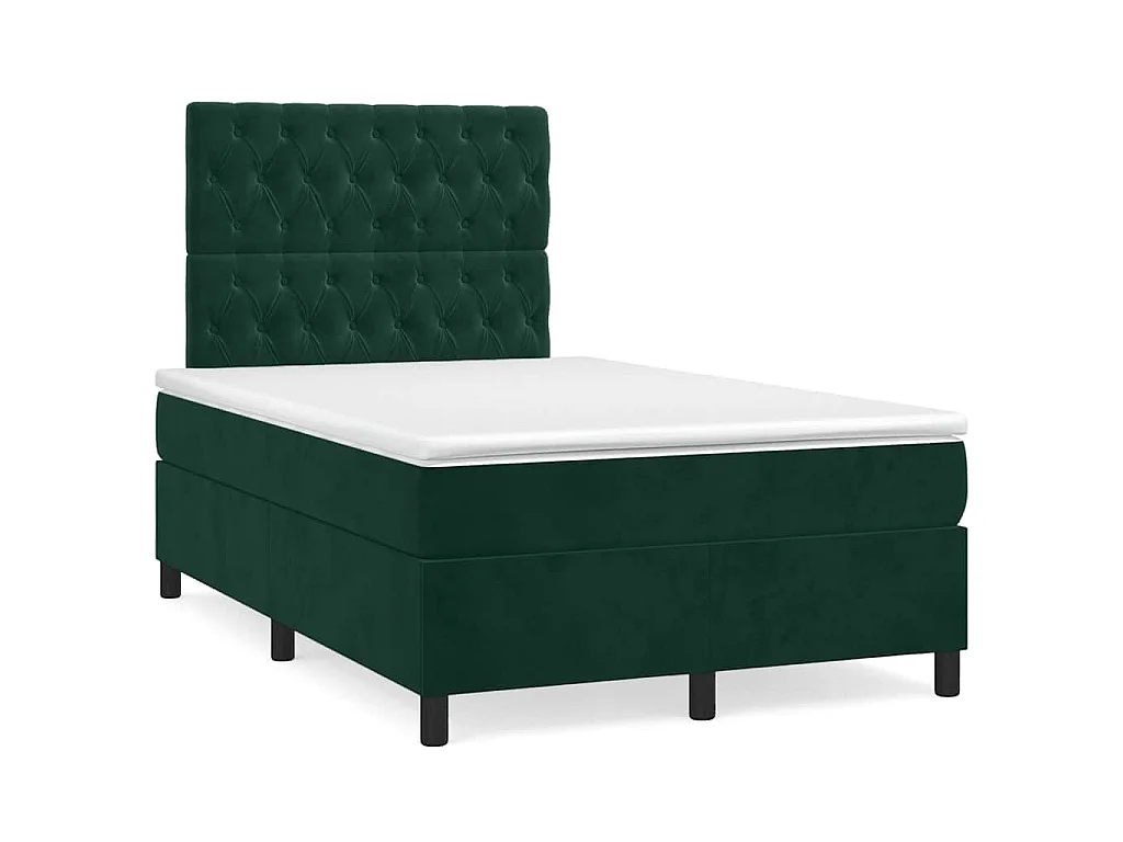 Sommier à lattes de lit avec matelas vert foncé 120x190 cm