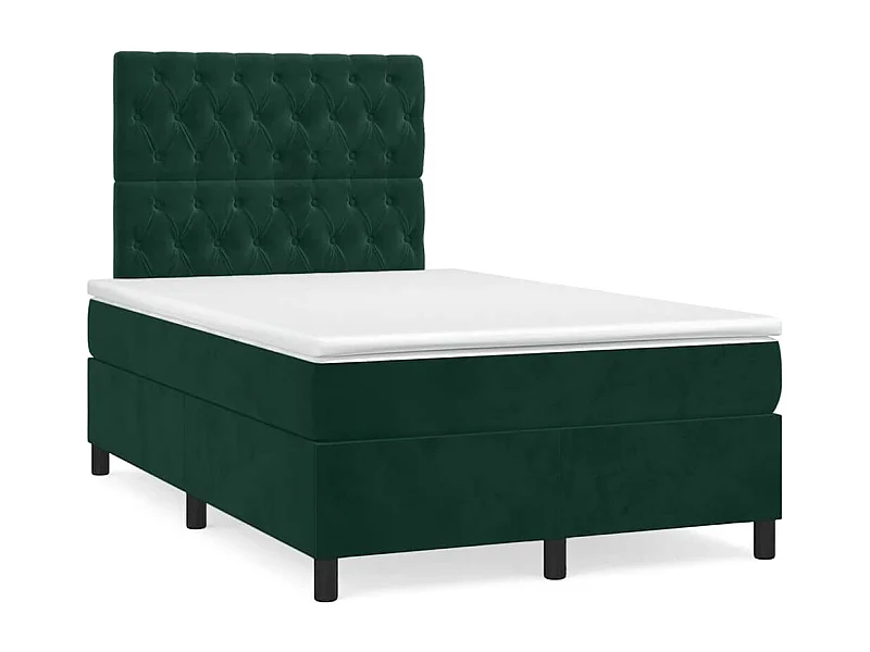 Giroletto a Molle con Materasso Verde Scuro 120x190 cm Velluto