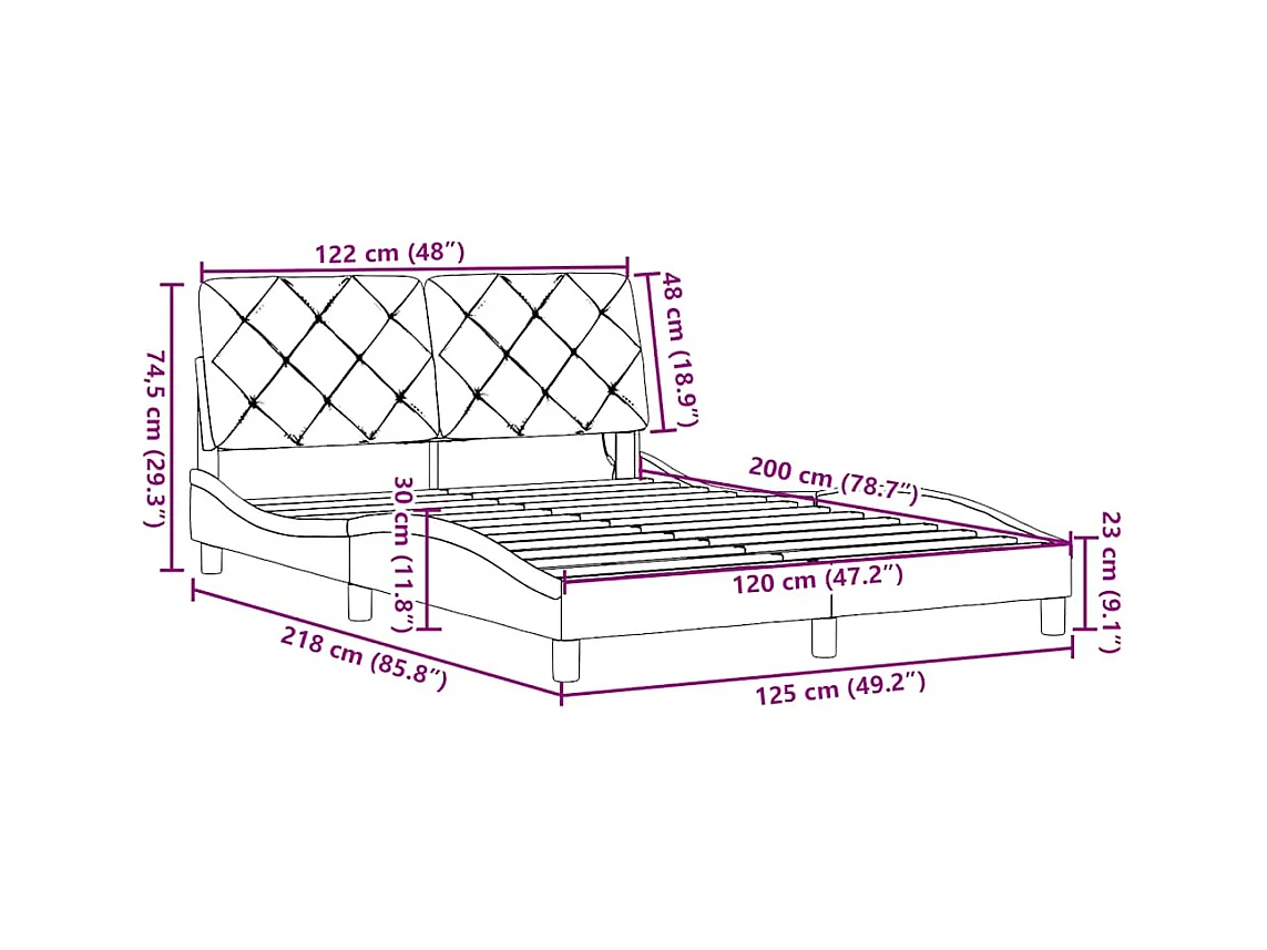 Giroletto con LED senza Materasso Nero 120x200 cm Tessuto