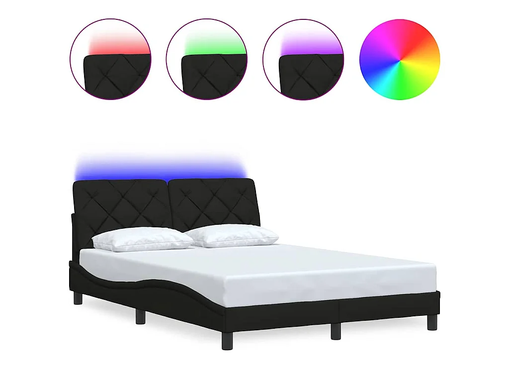 Bedframe met LED zonder matras 120x200 cm stof zwart