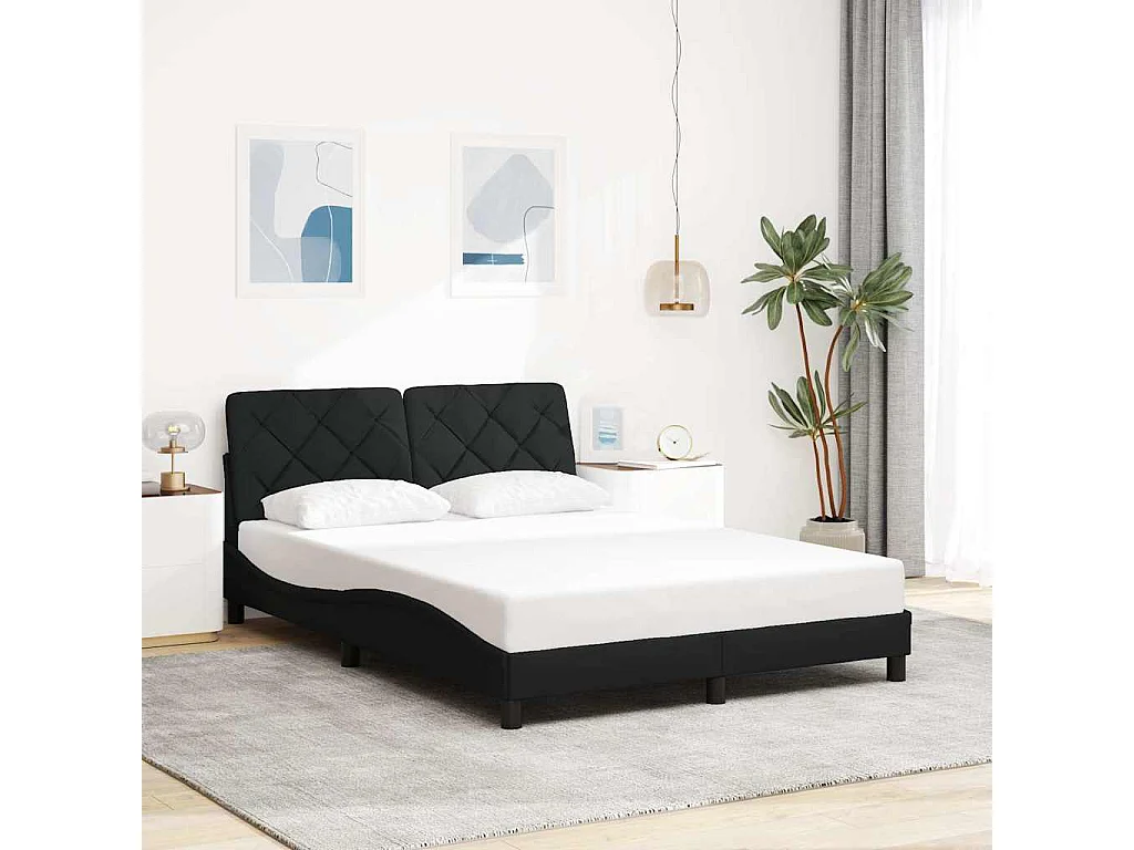 Bedframe met LED zonder matras 120x200 cm stof zwart
