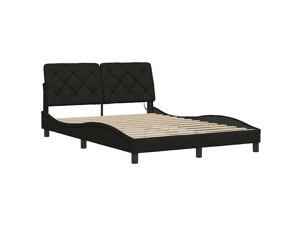 Bedframe met LED zonder matras 120x200 cm stof zwart