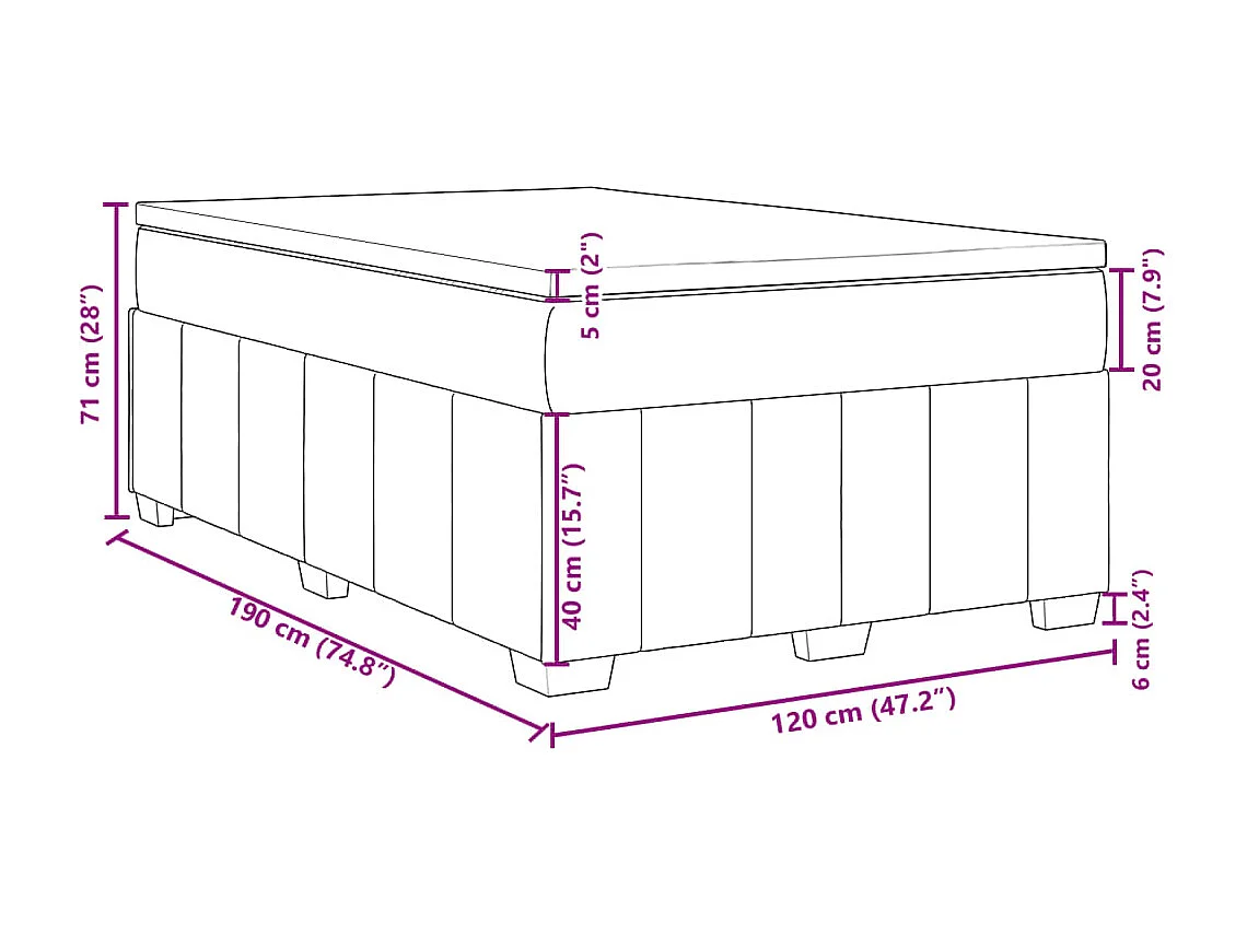 Cama boxspring com colchão 120x190 cm tecido cor creme