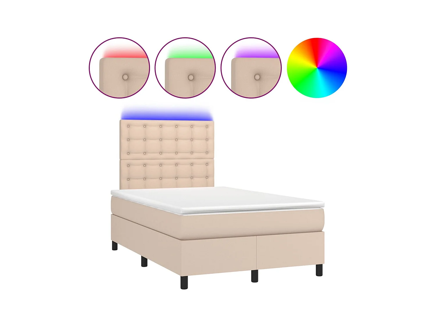 Sommier à lattes de lit avec matelas LED cappuccino 120x190 cm