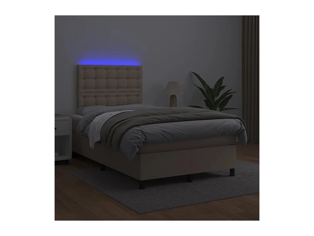 Sommier à lattes de lit avec matelas LED cappuccino 120x190 cm