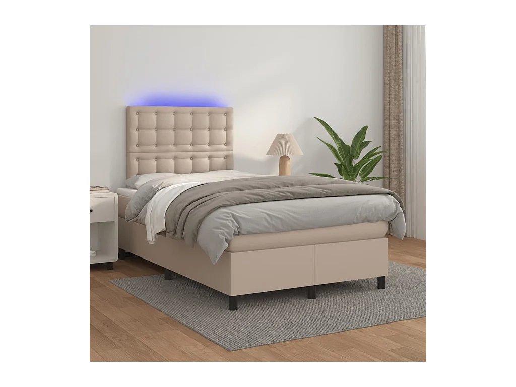 Sommier à lattes de lit avec matelas LED cappuccino 120x190 cm