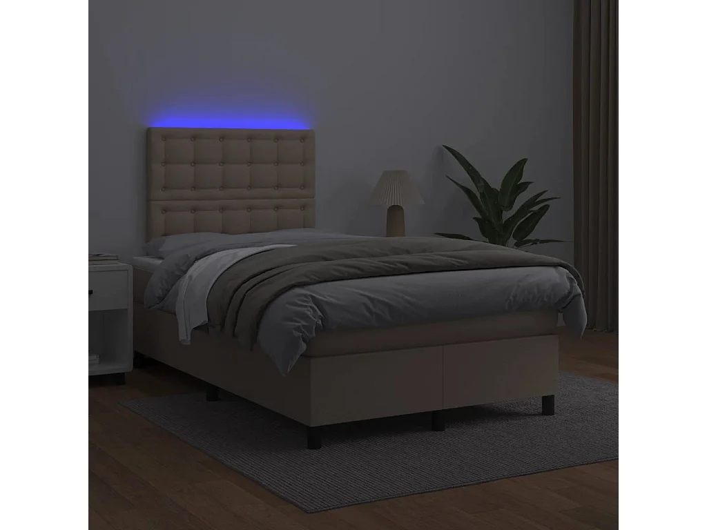 Giroletto Molle Materasso e LED Cappuccino 120x190cm Similpelle