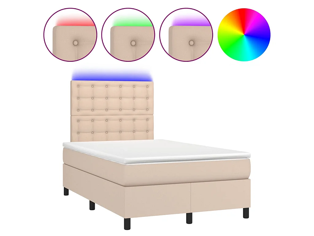 Sommier à lattes de lit avec matelas LED cappuccino 120x190 cm