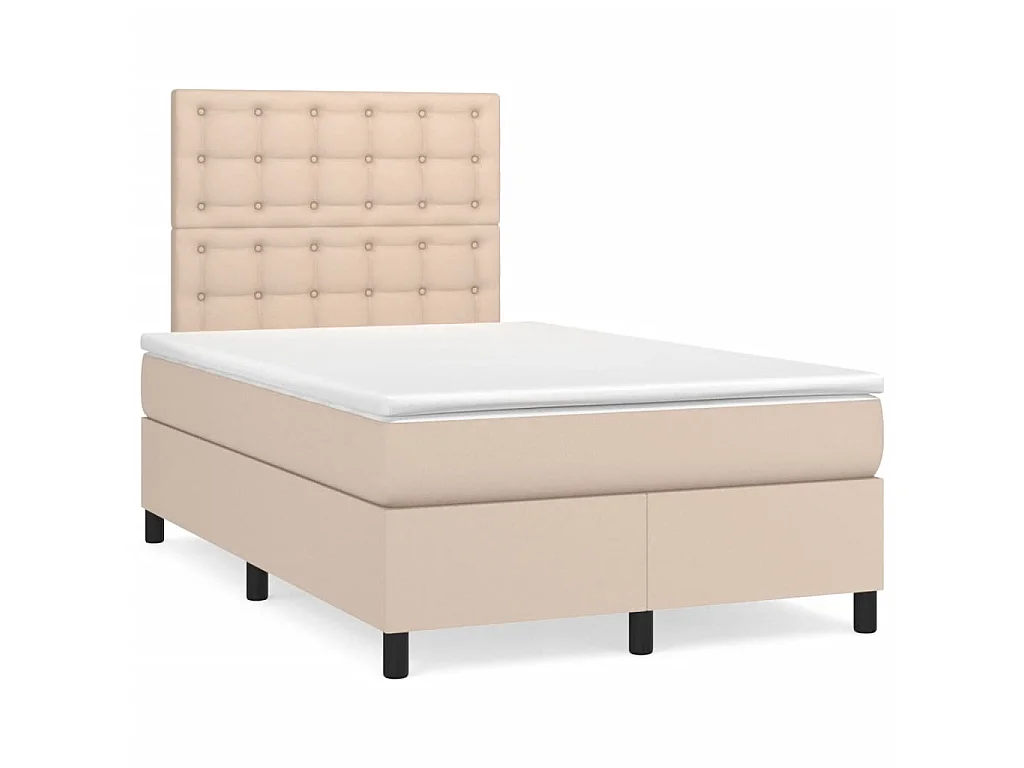 Sommier à lattes de lit avec matelas LED cappuccino 120x190 cm
