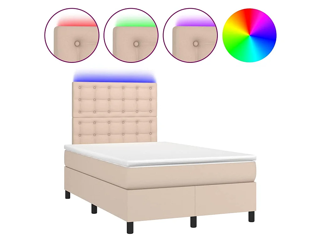 Sommier à lattes de lit avec matelas LED cappuccino 120x190 cm