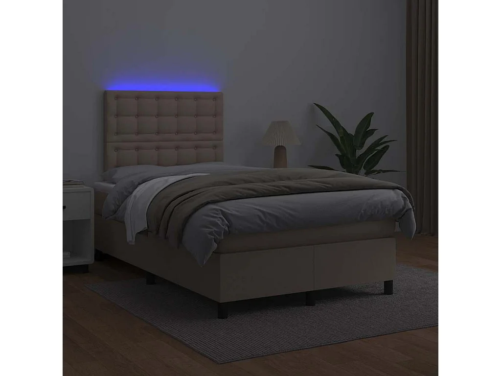 Sommier à lattes de lit avec matelas LED cappuccino 120x190 cm