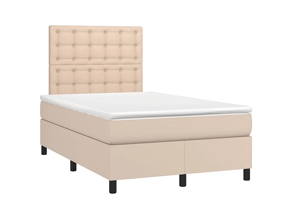 Sommier à lattes de lit avec matelas LED cappuccino 120x190 cm