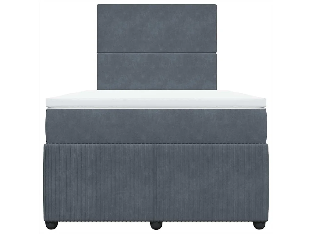 Cama box spring con colchón terciopelo gris oscuro 120x190 cm