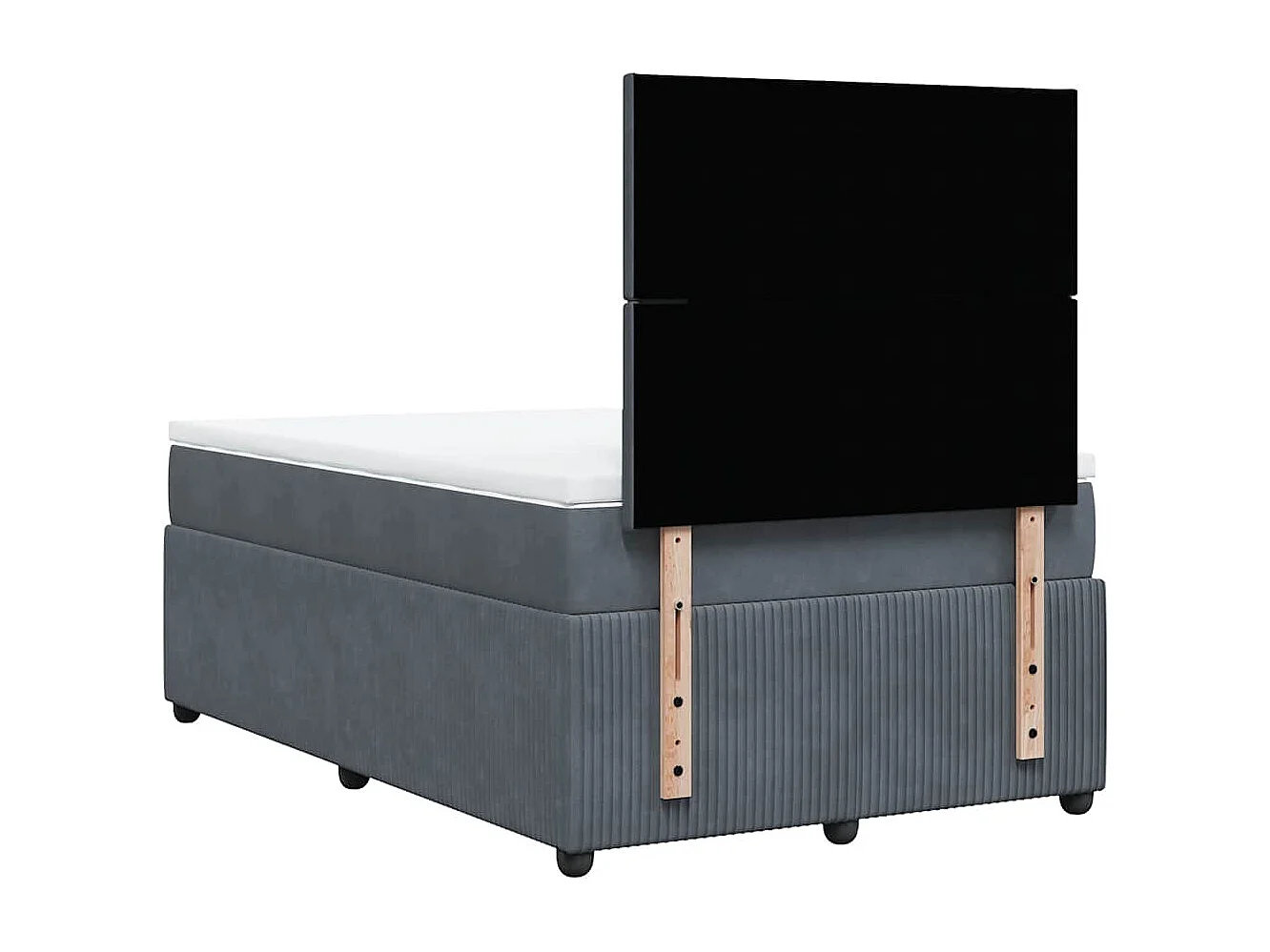 Cama box spring con colchón terciopelo gris oscuro 120x190 cm