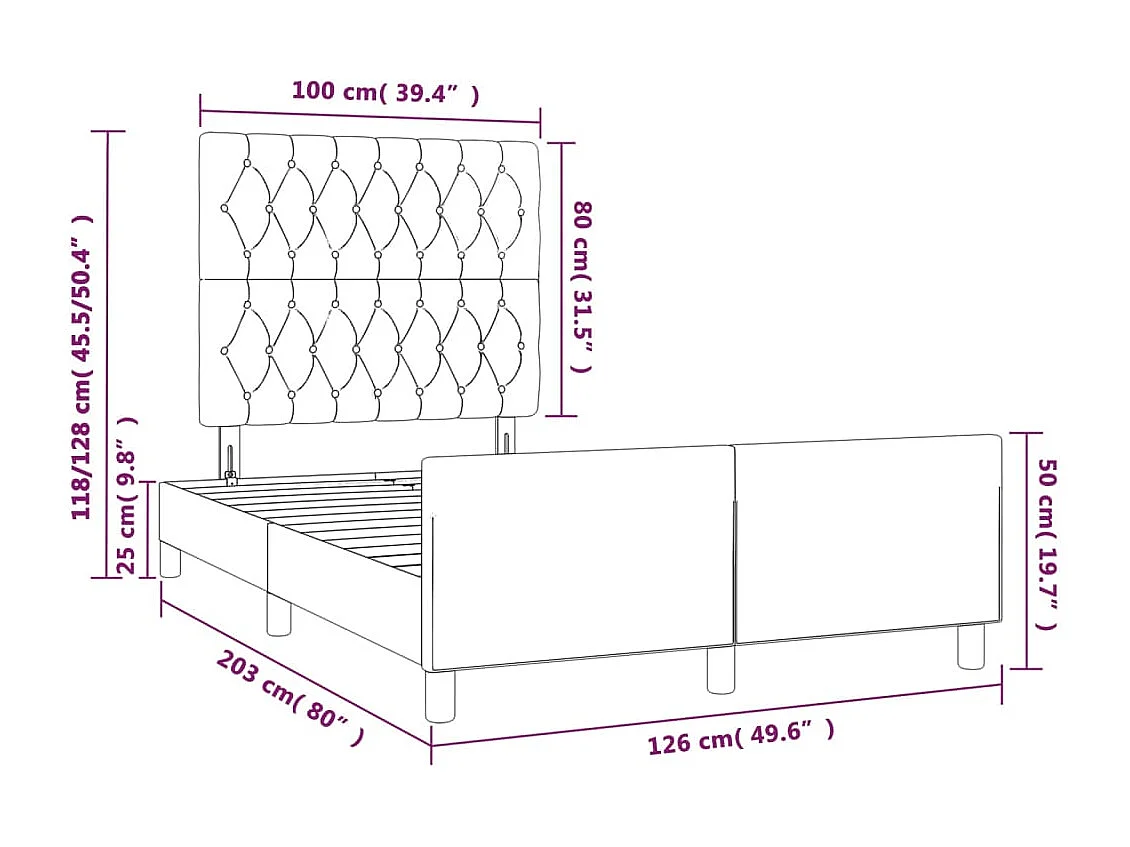 Bettgestell ohne Matratze Schwarz 120x200 cm Stoff