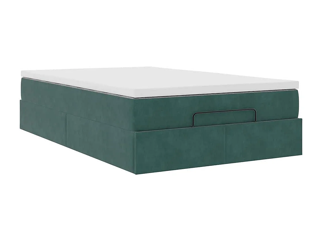Cadre de lit ottoman avec matelas vert foncé 120x200 cm velours
