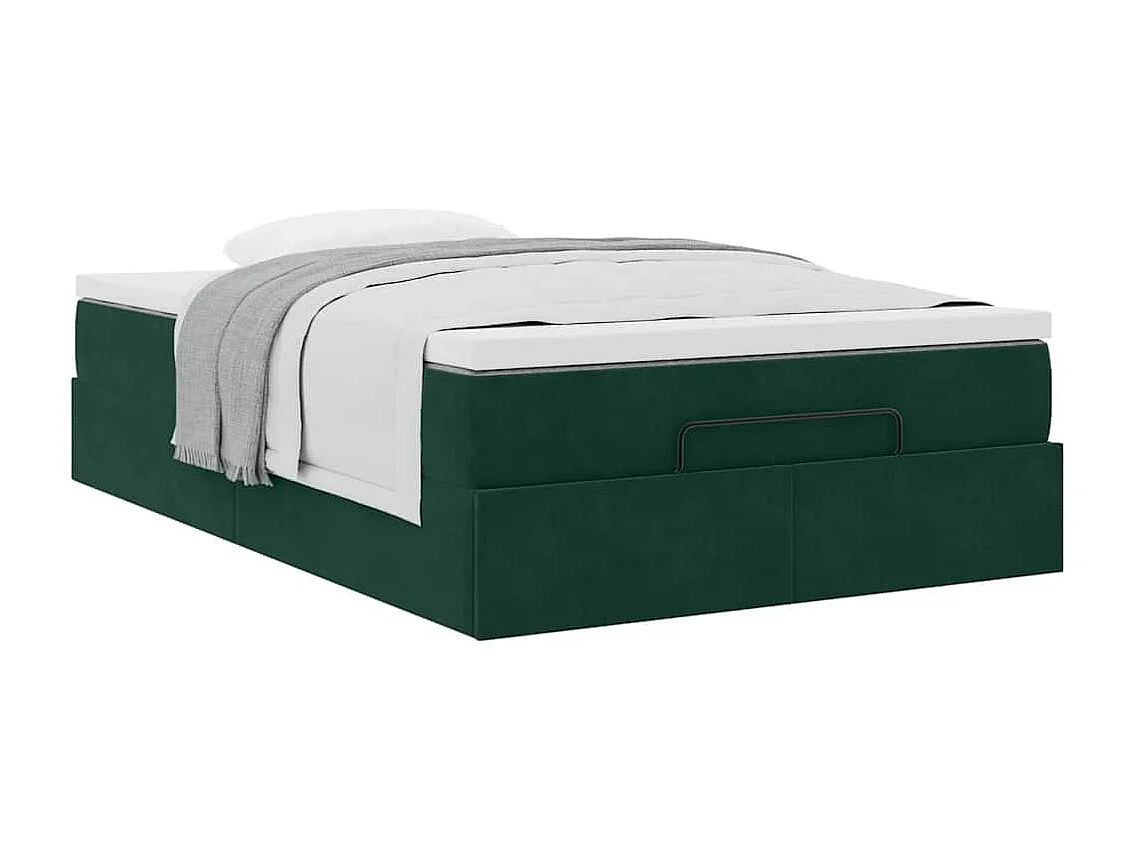 Ottoman-Bett mit Matratze Dunkelgrün 120x200 cm Samt