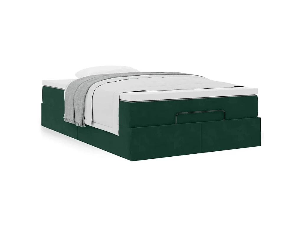Cadre de lit ottoman avec matelas vert foncé 120x200 cm velours