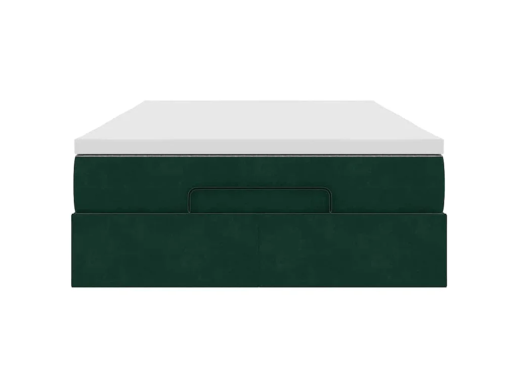 Cadre de lit ottoman avec matelas vert foncé 120x200 cm velours