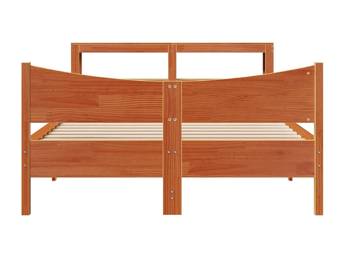 Bedframe met hoofdbord massief grenenhout wasbruin 120x190 cm