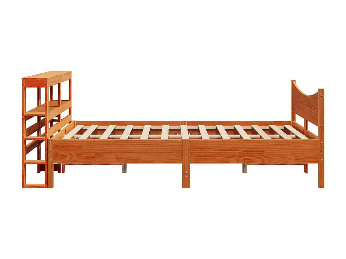 Bedframe met hoofdbord massief grenenhout wasbruin 120x190 cm