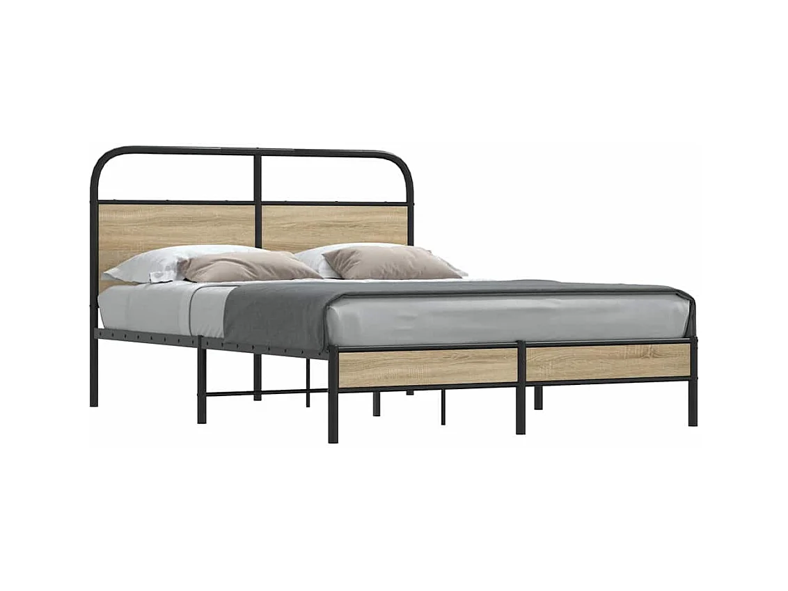 Bedframe zonder matras bewerkt hout gerookt eiken 120x200 cm