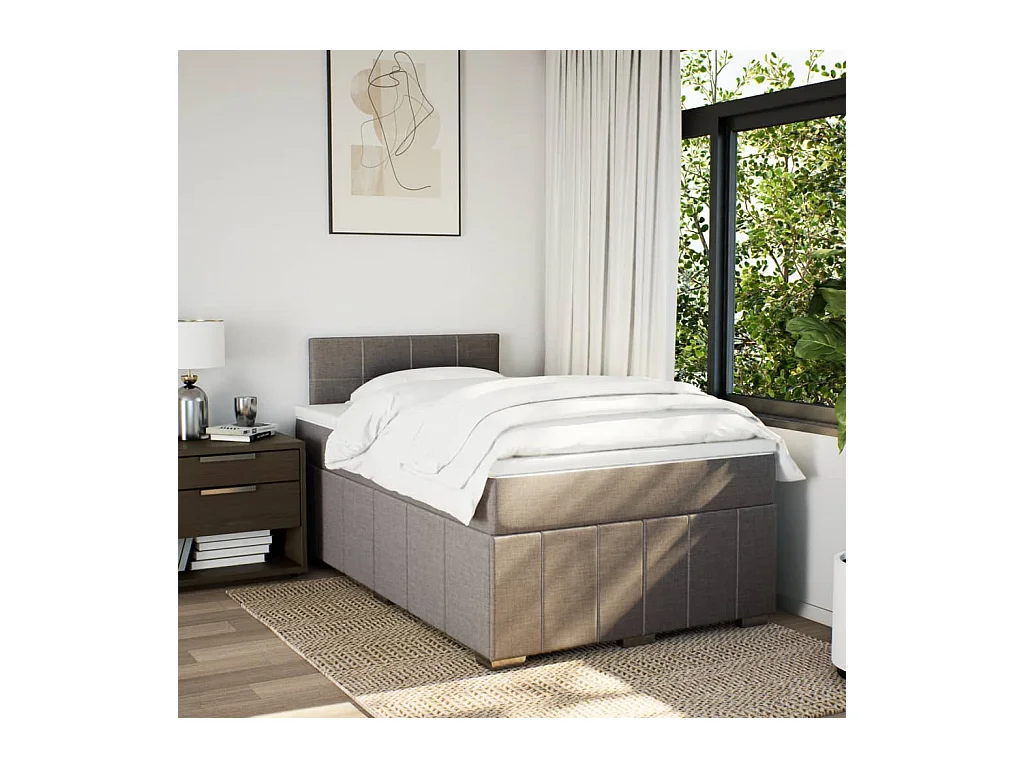 Sommier à lattes de lit avec matelas taupe 120x190 cm tissu