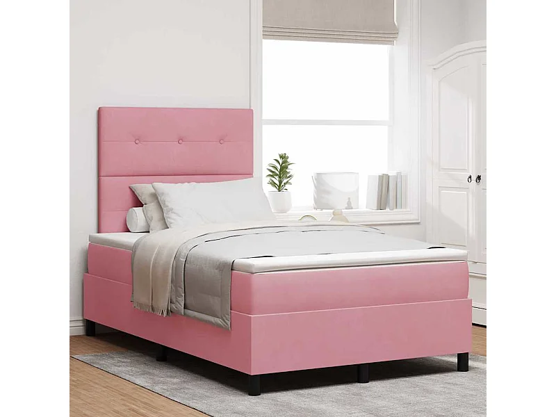 Lit à ressorts avec matelas Rose 120 x 200 cm tissu