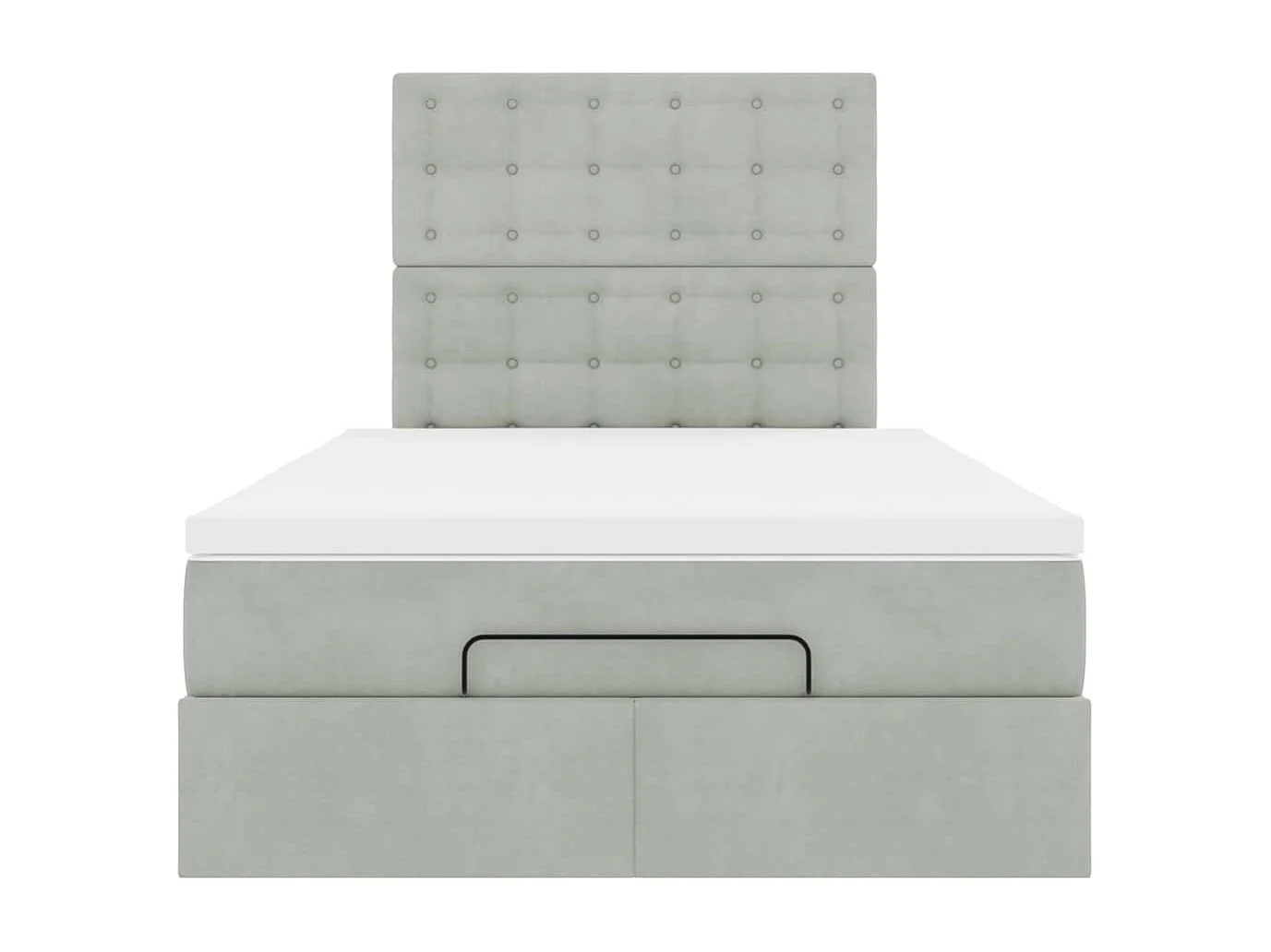 Cadre de lit ottoman avec matelas gris clair 120x190 cm velours