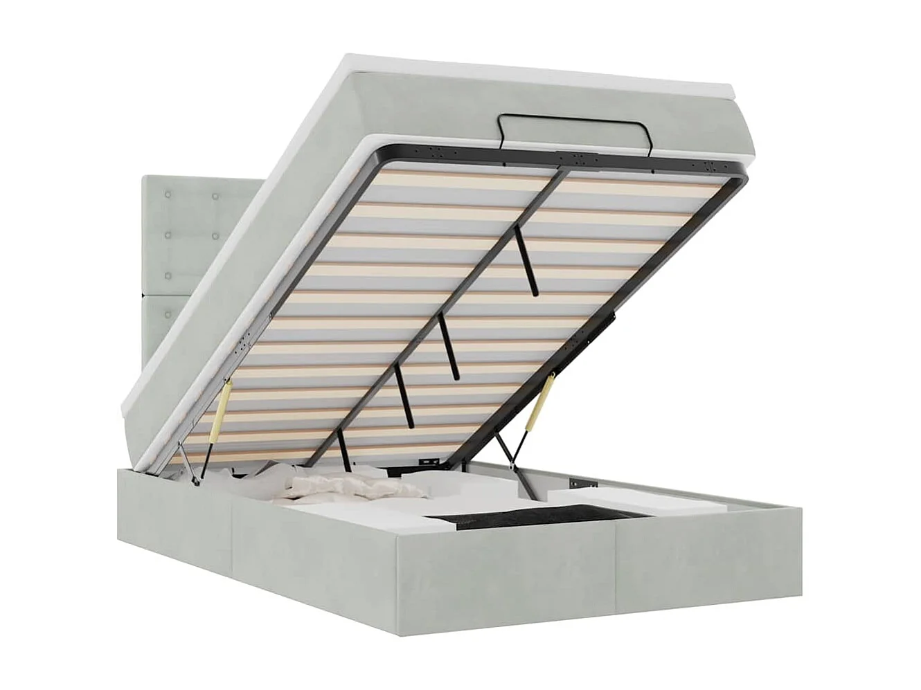 Ottoman bed met matrassen en LED's 120x190cm fluweel lichtgrijs