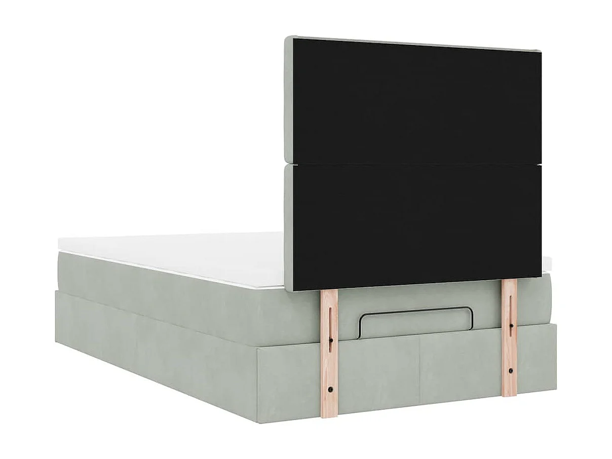 Ottoman bed met matrassen en LED's 120x190cm fluweel lichtgrijs