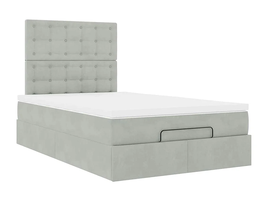 Ottoman bed met matrassen en LED's 120x190cm fluweel lichtgrijs