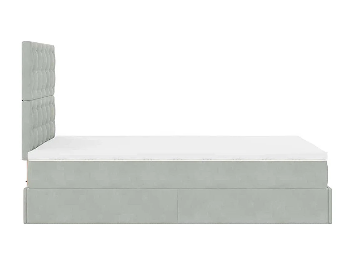 Ottoman bed met matrassen en LED's 120x190cm fluweel lichtgrijs