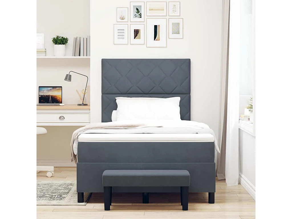 Boxspringbett mit Matratze Dunkelgrau 120 x 190 cm Samt