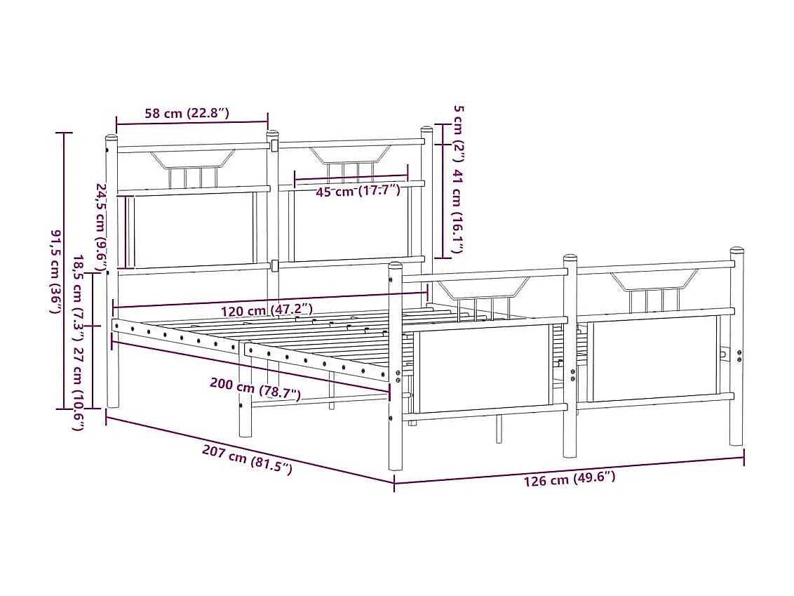 Giroletto senza Materasso Rovere Fumo 120x200 cm in Truciolato