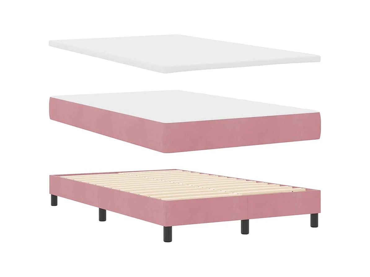 Lit à ressorts avec matelas Rose 120 x 190 cm tissu