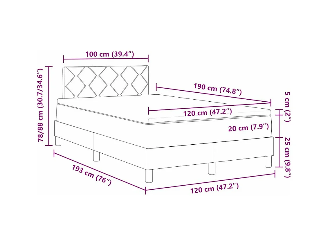 Letto a Molle con Materasso Rosa 120 x 190 cm Tessuto