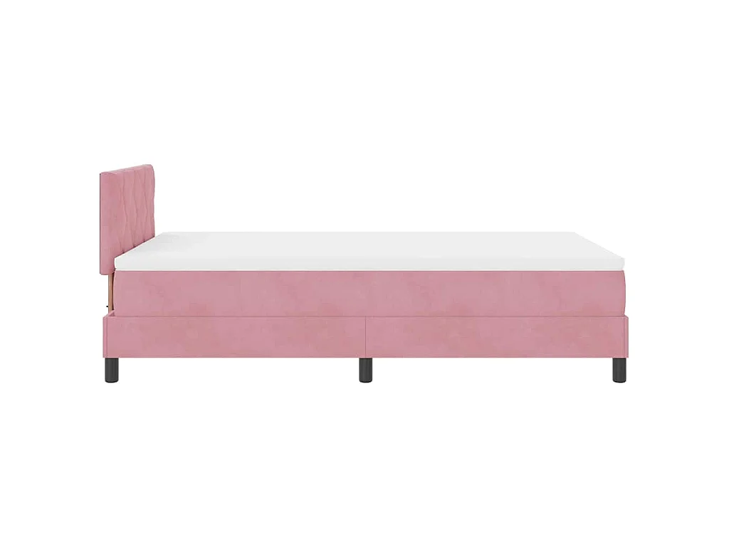 Lit à ressorts avec tête de lit Rose 120 x 190 cm Velours