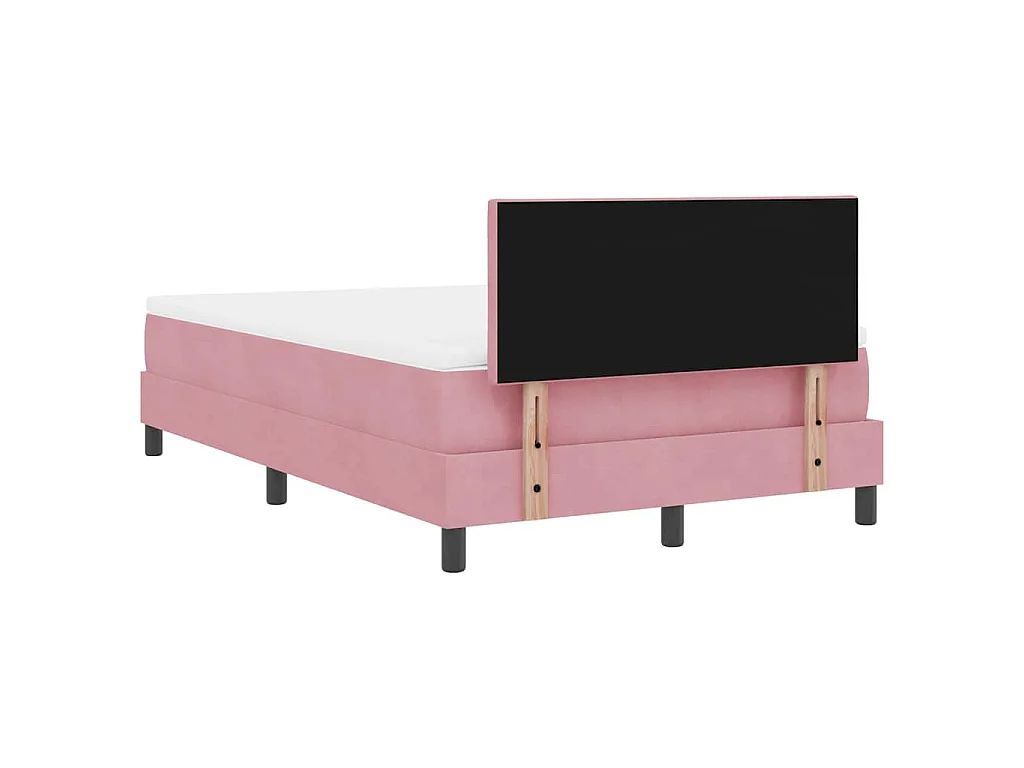 Lit à ressorts avec tête de lit Rose 120 x 190 cm Velours