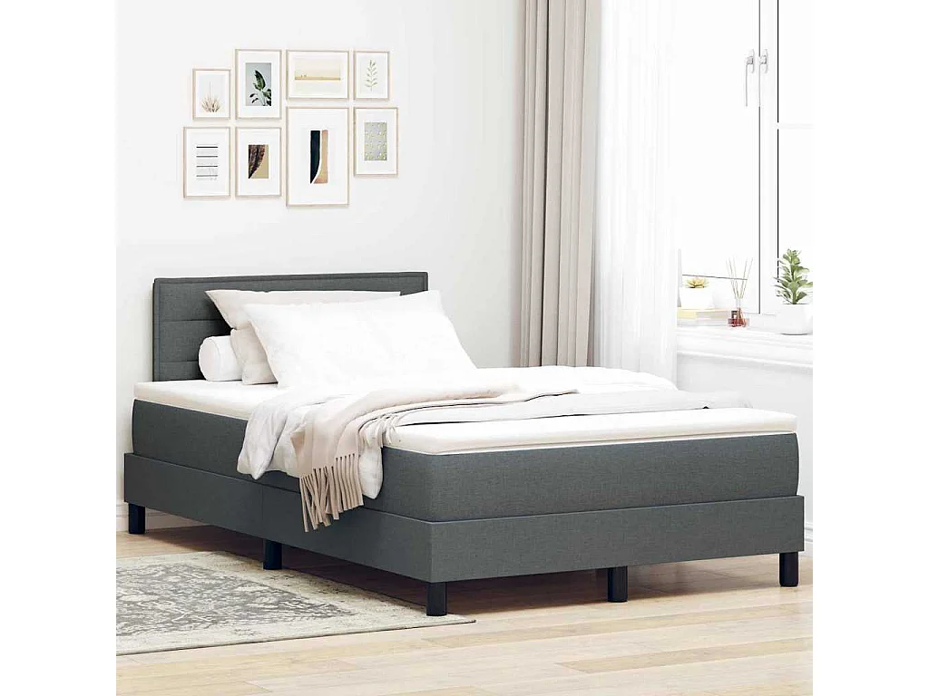 Boxspring bed met matras met LED Donkergrijs 120 x 200 cm Stof