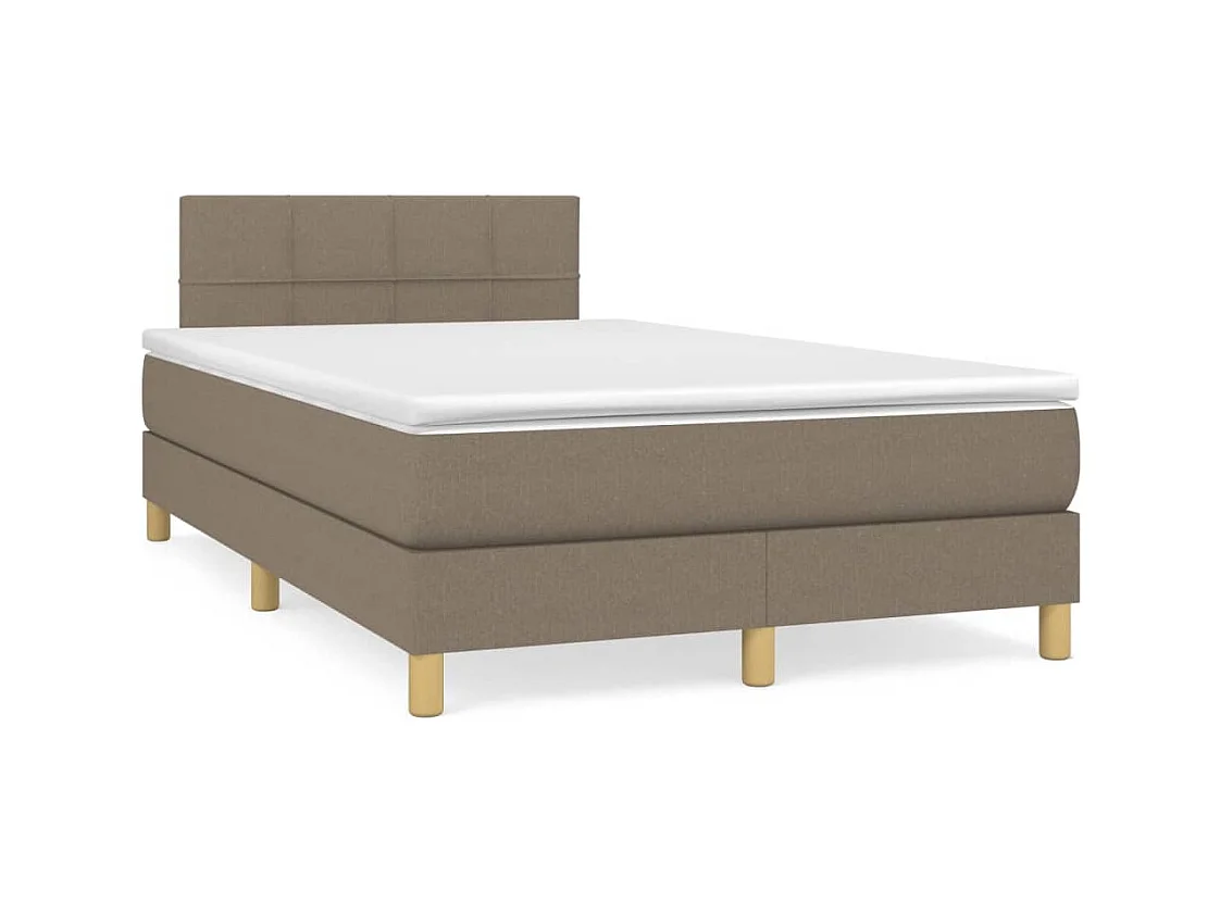 Sommier à lattes de lit matelas et LED taupe 120x190 cm tissu
