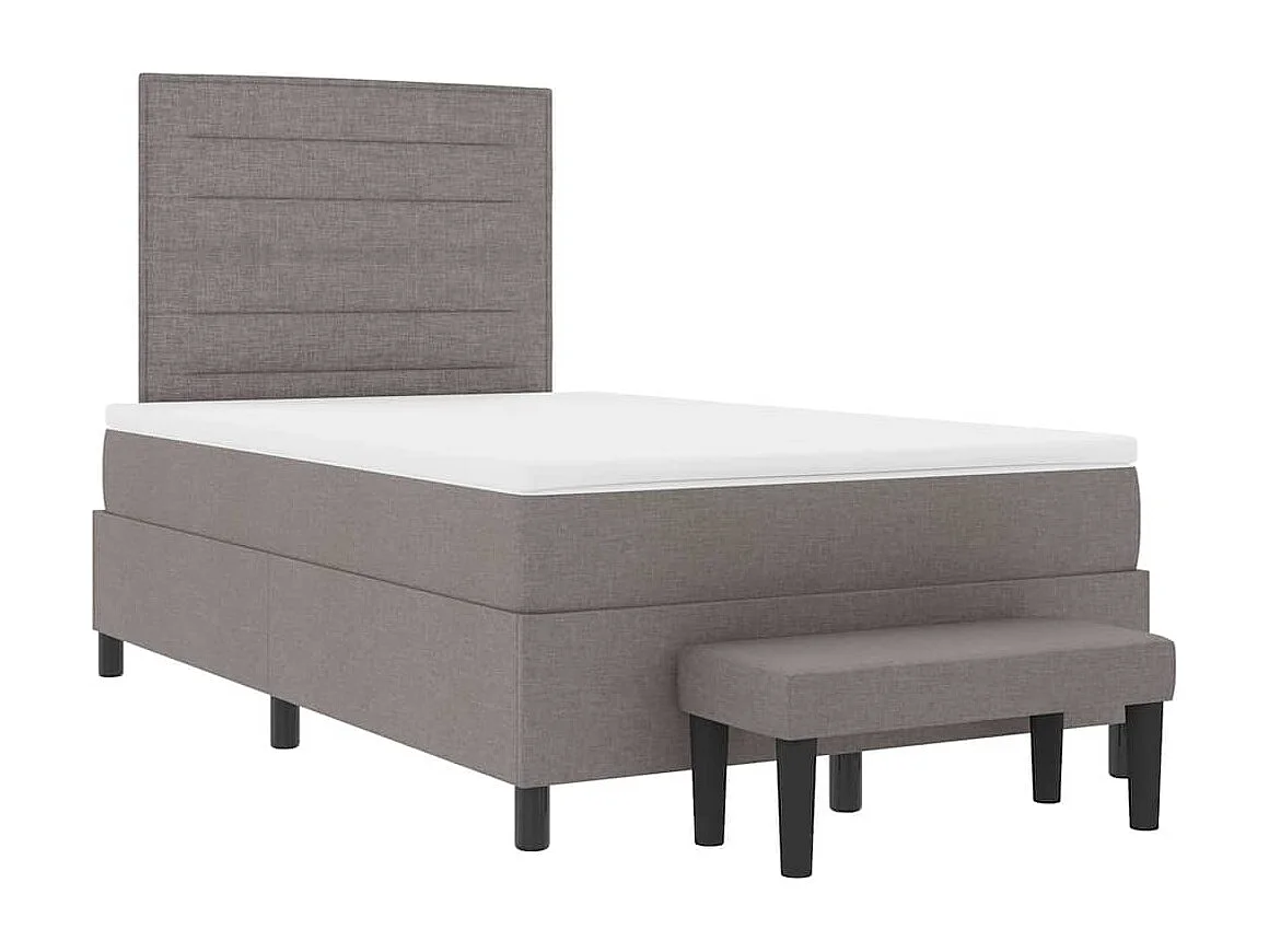 Lit à ressorts avec matelas Taupe 120 x 190 cm tissu