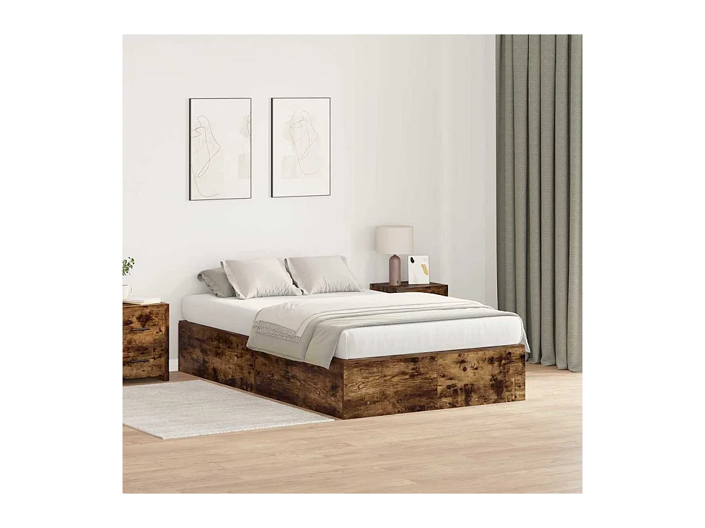 Cadre de lit Chêne fumé 120 x 200 cm Bois d'ingénierie