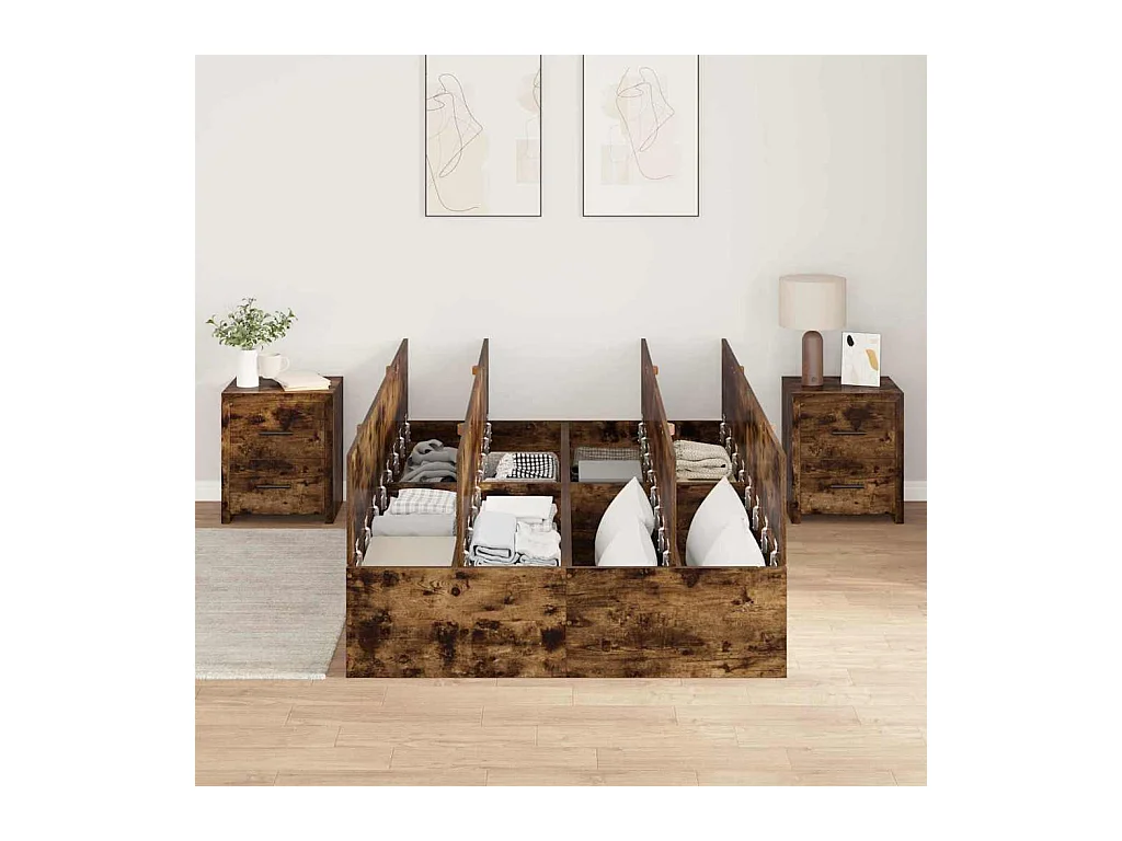 Cadre de lit Chêne fumé 120 x 200 cm Bois d'ingénierie