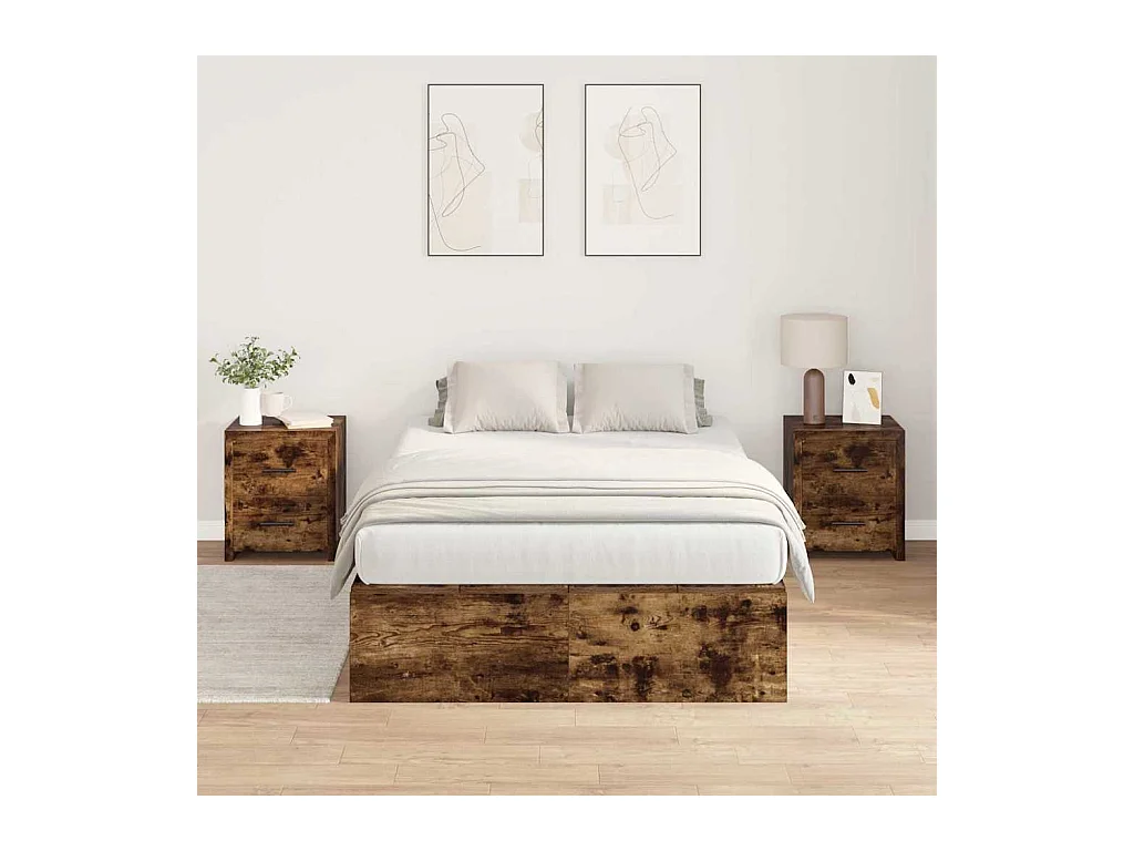 Cadre de lit Chêne fumé 120 x 200 cm Bois d'ingénierie