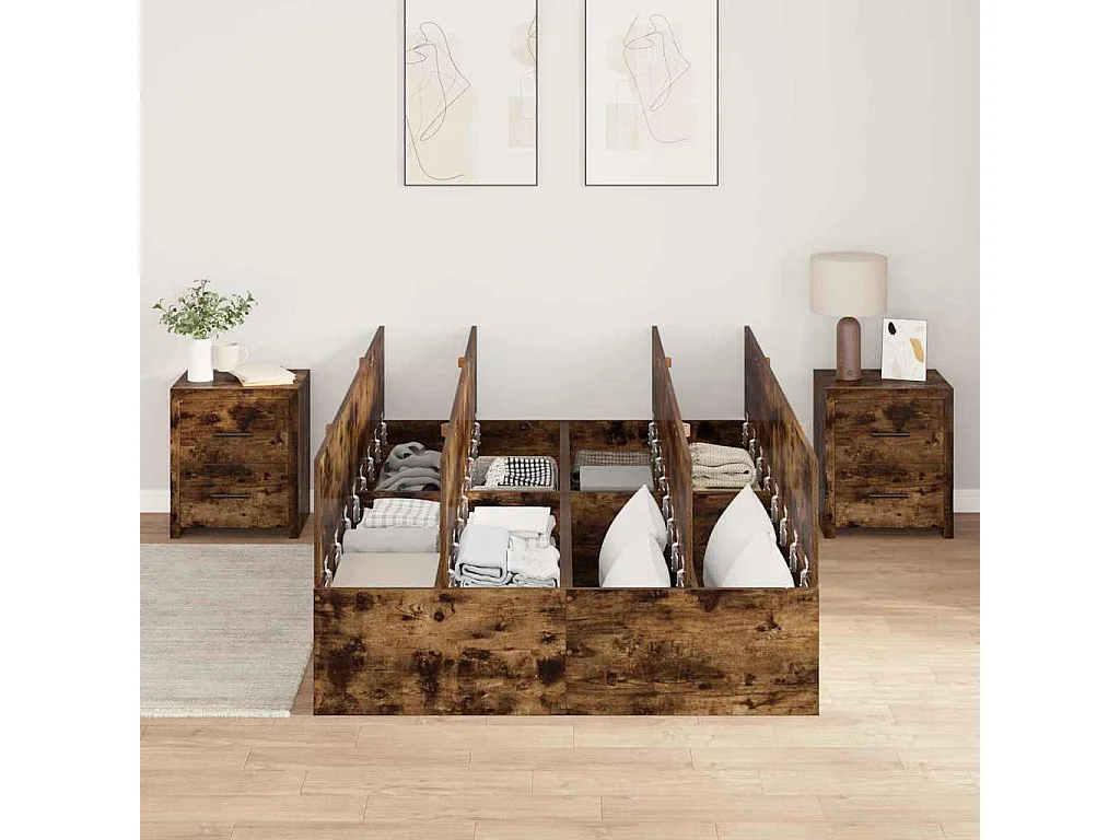 Aufbewahrungsbettgestell Geräucherte Eiche 120 x 200 cm