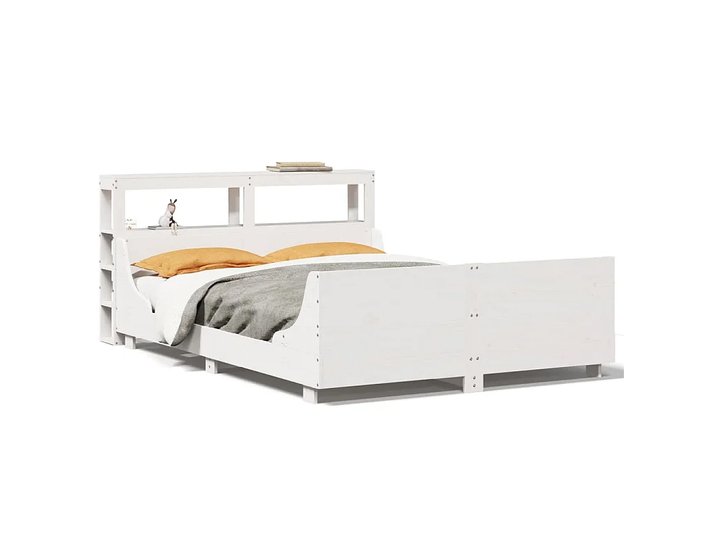 Letto senza Materasso Bianco 120x190 cm Legno Massello di Pino